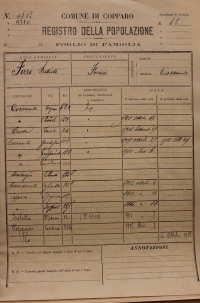 La prima pagina di un foglio di famiglia dopo la riforma dell&#039;anagrafe del 1901