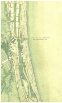 Particolare della “Carta del Basso Po” (1814) con il litorale adriatico e il porto di Magnavacca 