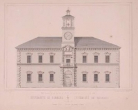 Facciata dell&#039;Università di Ferrara; litografia mm 220 x 279; da Album estense, con disegni originali dei rinomati artisti G. Coen, C. Grand Didier e M. Doyen a corredo della storia di Ferrara di Antonio Frizzi, Ferrara, Abramo Servadio, 1850
