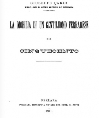 Un estratto dagli &quot;Atti e memorie&quot; della Deputazione ferrarese di storia patria